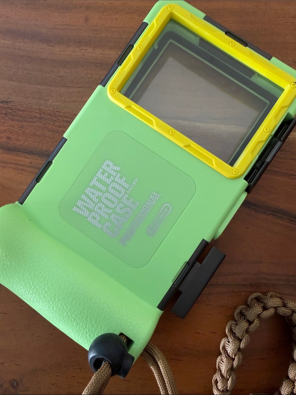 Waterproof Protective Phone Case - Green with Yellow Trim